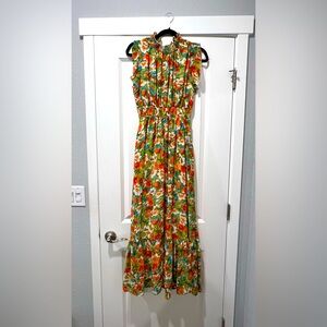 Melloday Smocked Mock Neck Tiered Maxi Dress